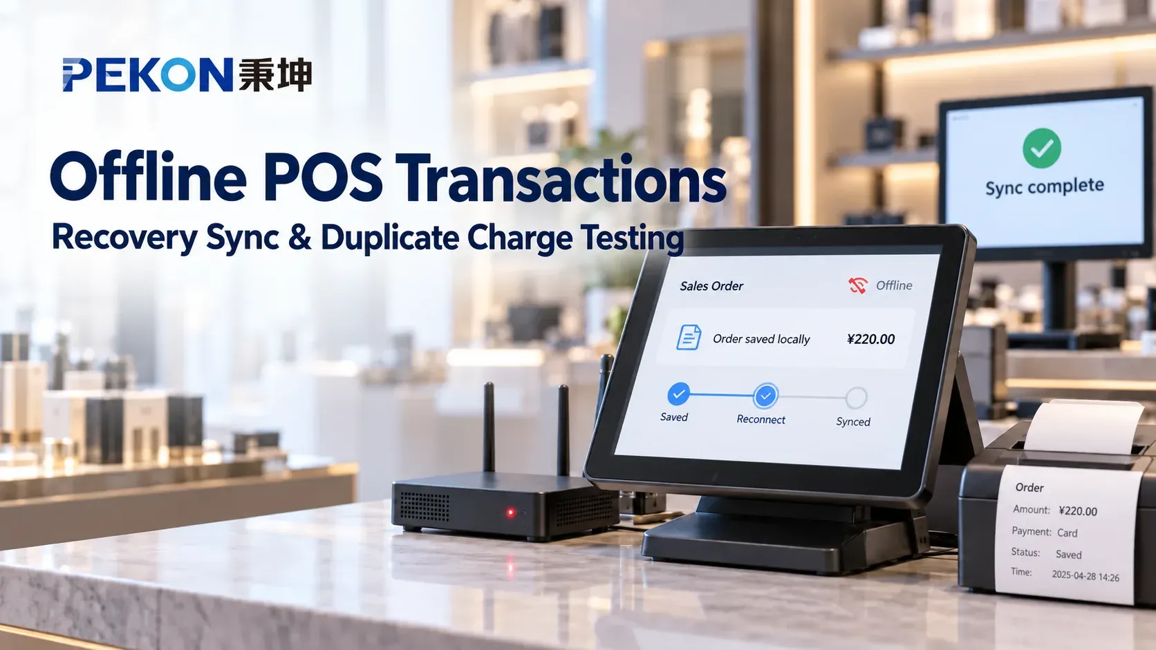 Offline POS transaction recovery and duplicate charge testing at a retail checkout