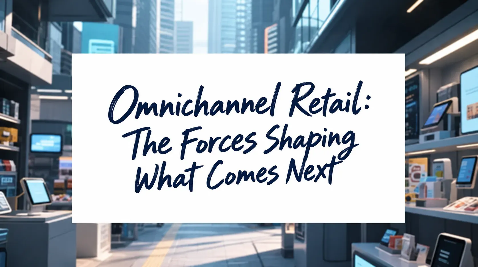 An English omnichannel retail headline appears against a store interior.